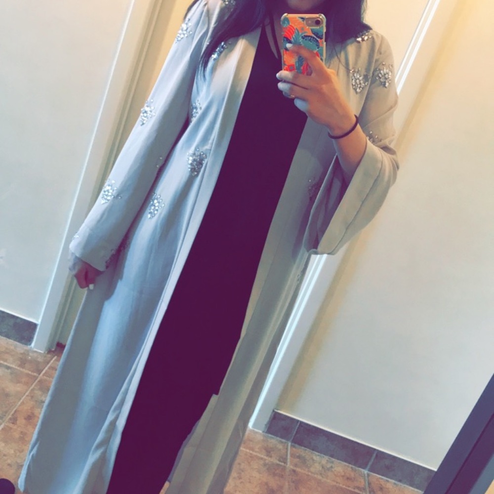 Embellished kimono coverup abayya